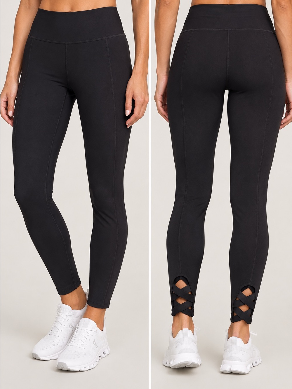 Chico's Zenergy Cropped Leggings Criss Cross Lattice Detail Black M(8)